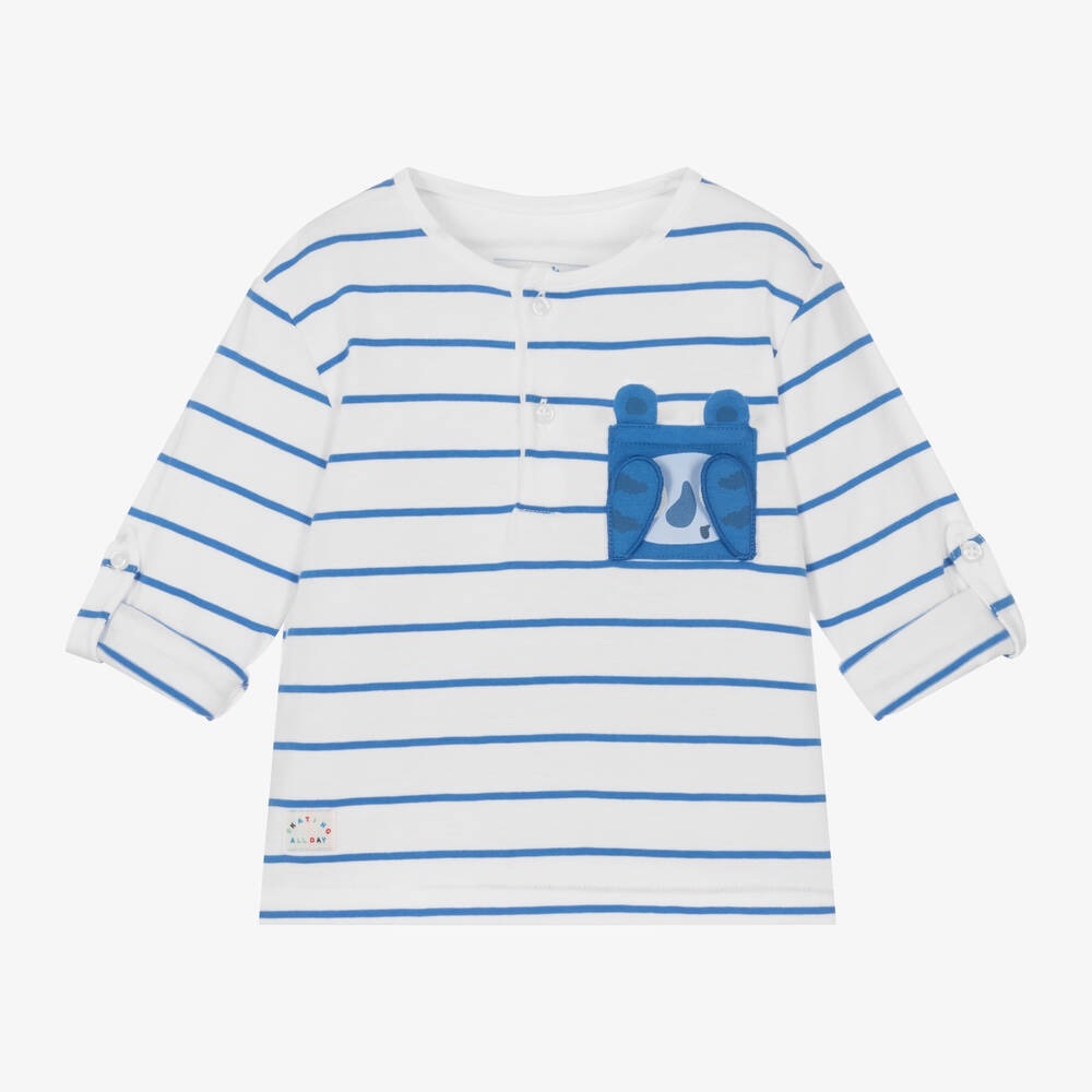 Mayoral Striped Blue and White Long Sleeve Shirt NWT